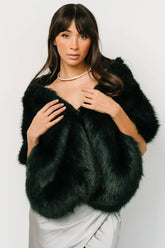 Jovie Faux Fur Shawl | Deep Emerald